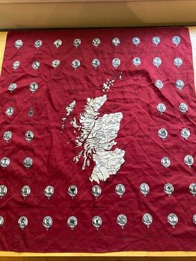Scottish Town Crest Map scarf size 24x 26”